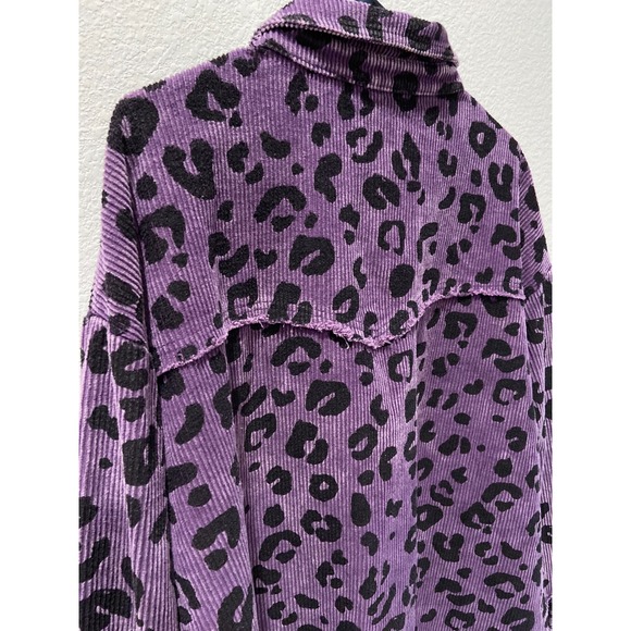 Vanilla Bay Purple Leopard Corduroy Frayed Shacket Jacket Women's 100% cotton - Picture 8 of 11